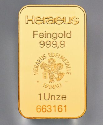 1 oz HERAEUS gold bar, minted