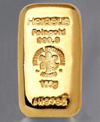 100g HERAEUS gold bar, cast