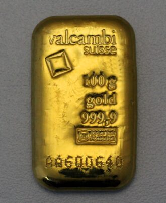 100g VALCAMBI gold bar, cast