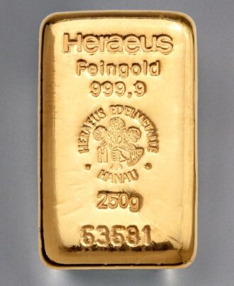 250g HERAEUS gold bar, cast