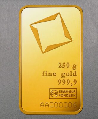 250g VALCAMBI gold bar, minted