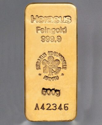 500g HERAEUS gold bar, cast