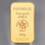 50g HERAEUS gold bar, minted