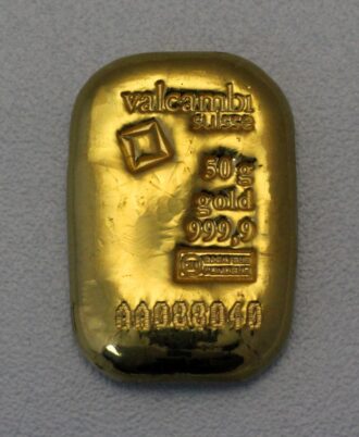 50g VALCAMBI gold bar, cast