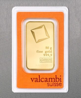 50g VALCAMBI gold bar, minted