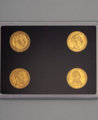Gold coin set, 4x 20 marks, “Kings of Prussia”